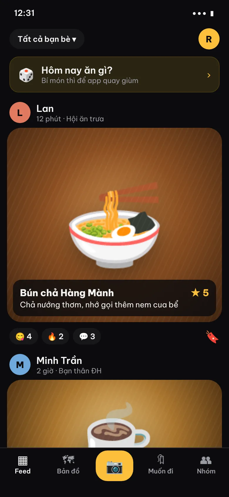 Feed SpotShare: check-in Bún chả Hàng Mành của Lan, 5 sao